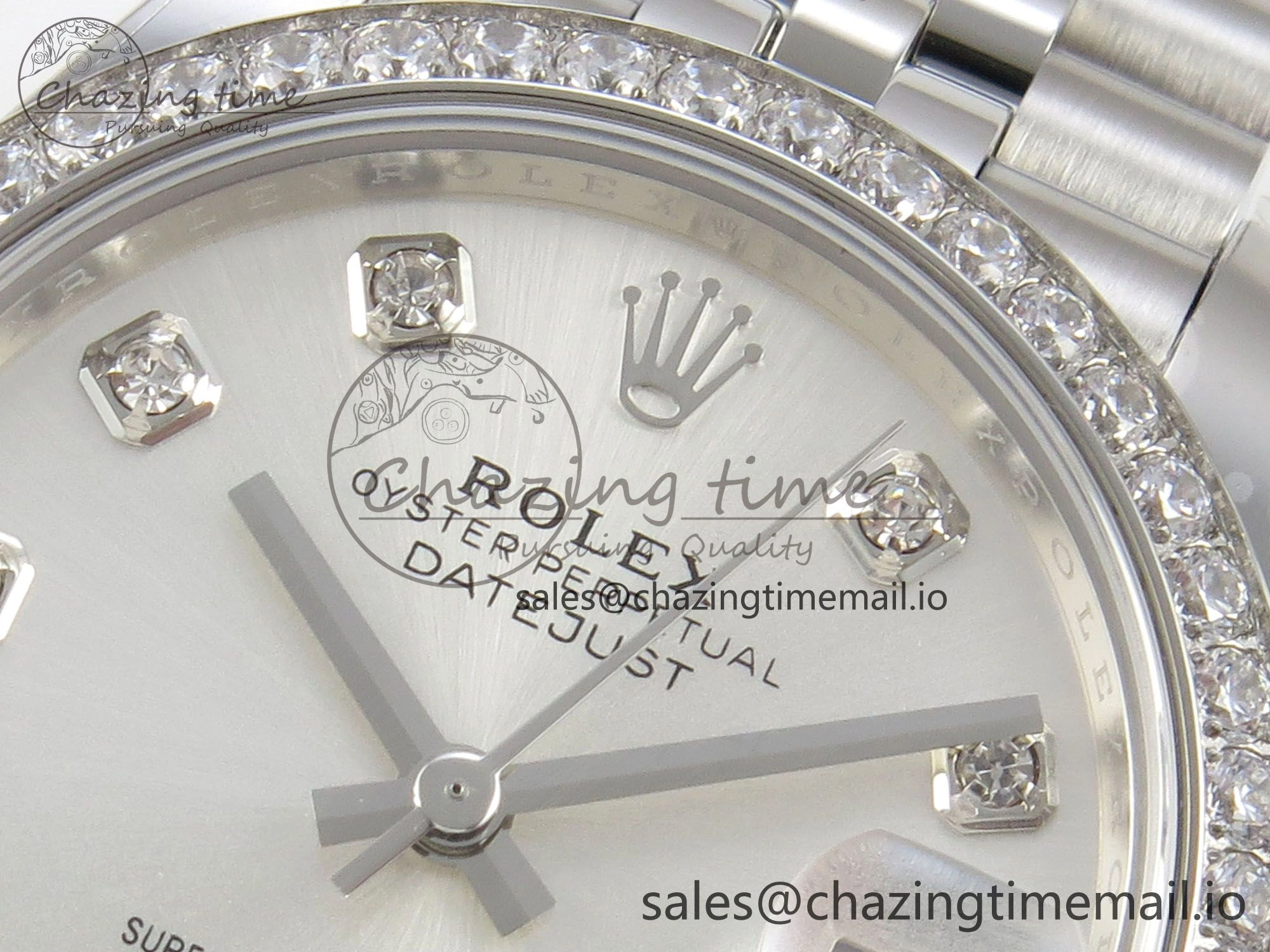 DateJust 31 278384RBR THBF 1:1 Best Edition 904L Steel Silver Diamonds Dial Diamonds Bezel on SS Oyster Bracelet HZ Cal.2236