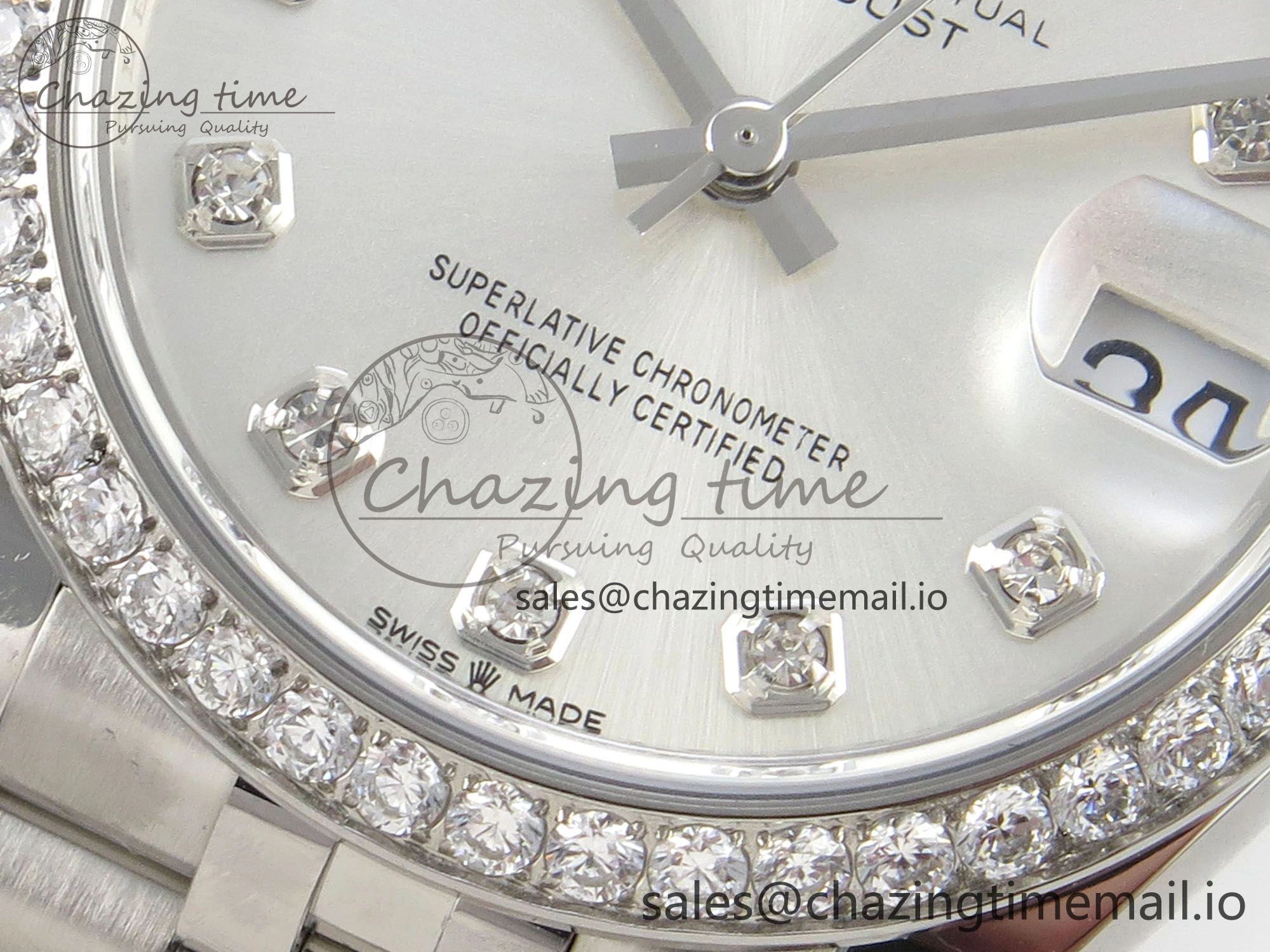DateJust 31 278384RBR THBF 1:1 Best Edition 904L Steel Silver Diamonds Dial Diamonds Bezel on SS Oyster Bracelet HZ Cal.2236