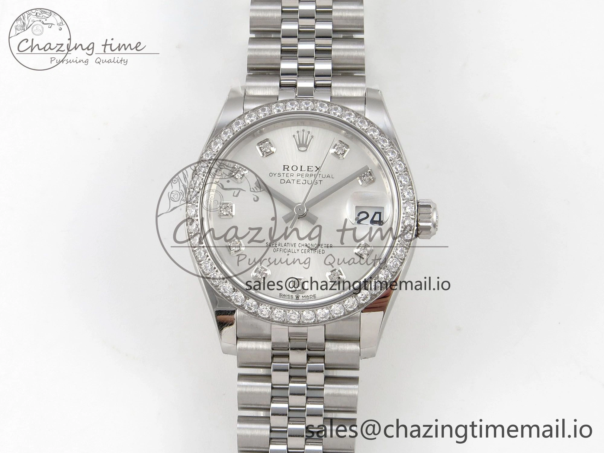DateJust 31 278384RBR THBF 1:1 Best Edition 904L Steel Silver Diamonds Dial Diamonds Bezel on SS Oyster Bracelet HZ Cal.2236