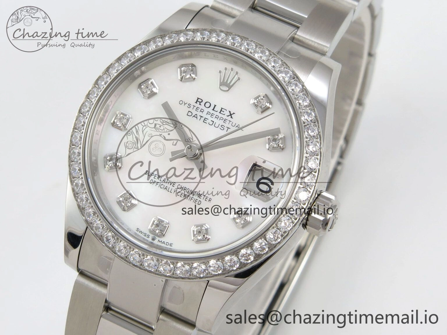 DateJust 31 278384RBR THBF 1:1 Best Edition 904L Steel White MOP Dial Diamonds Bezel on SS Oyster Bracelet HZ Cal.2236