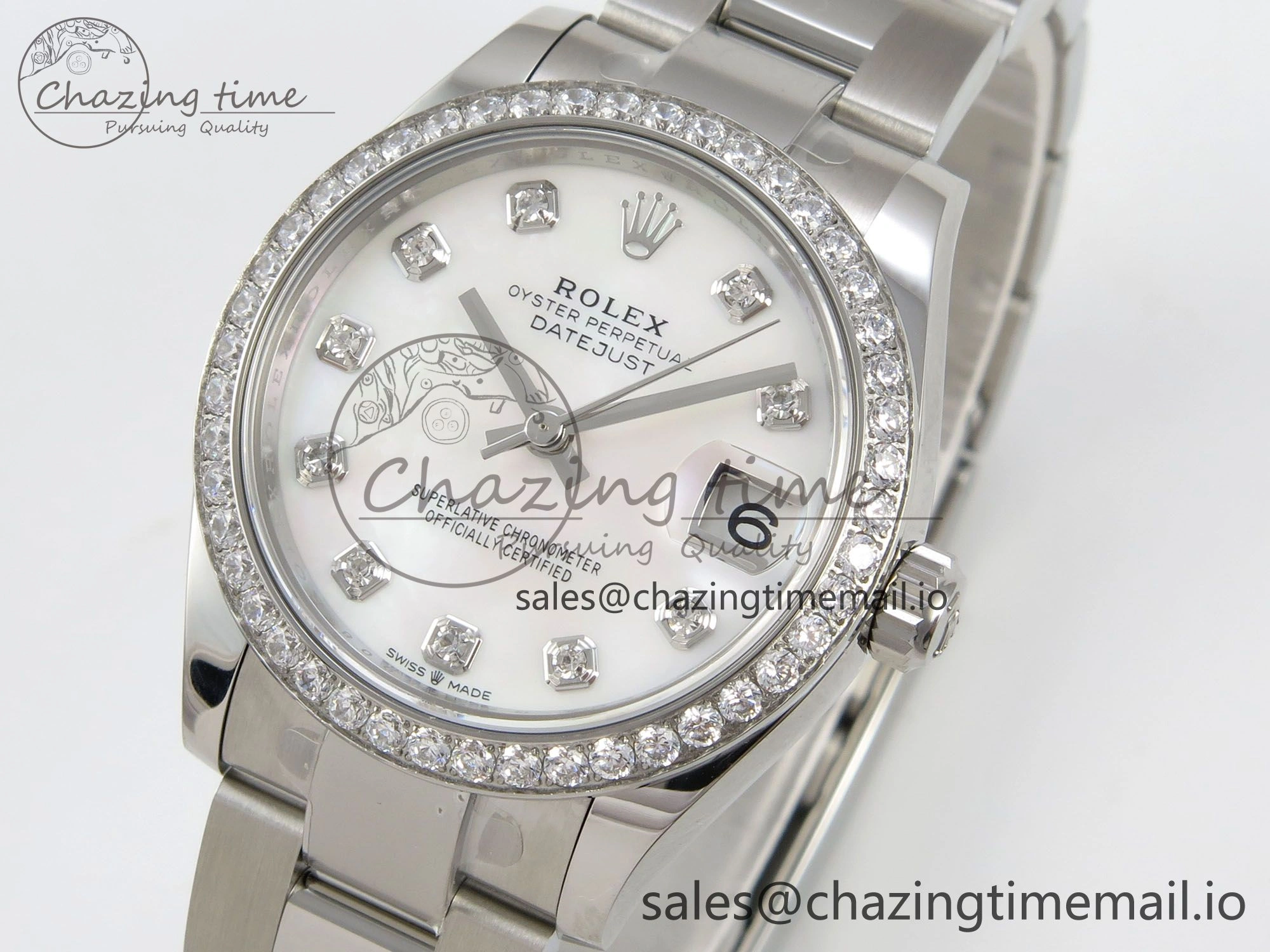 DateJust 31 278384RBR THBF 1:1 Best Edition 904L Steel White MOP Dial Diamonds Bezel on SS Oyster Bracelet HZ Cal.2236