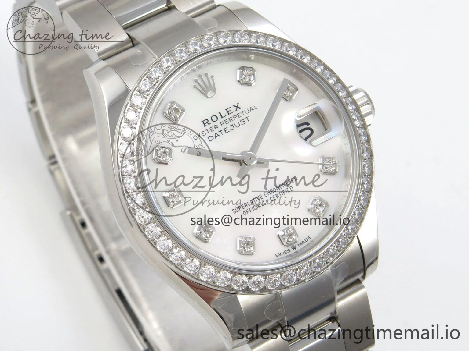 DateJust 31 278384RBR THBF 1:1 Best Edition 904L Steel White MOP Dial Diamonds Bezel on SS Oyster Bracelet HZ Cal.2236