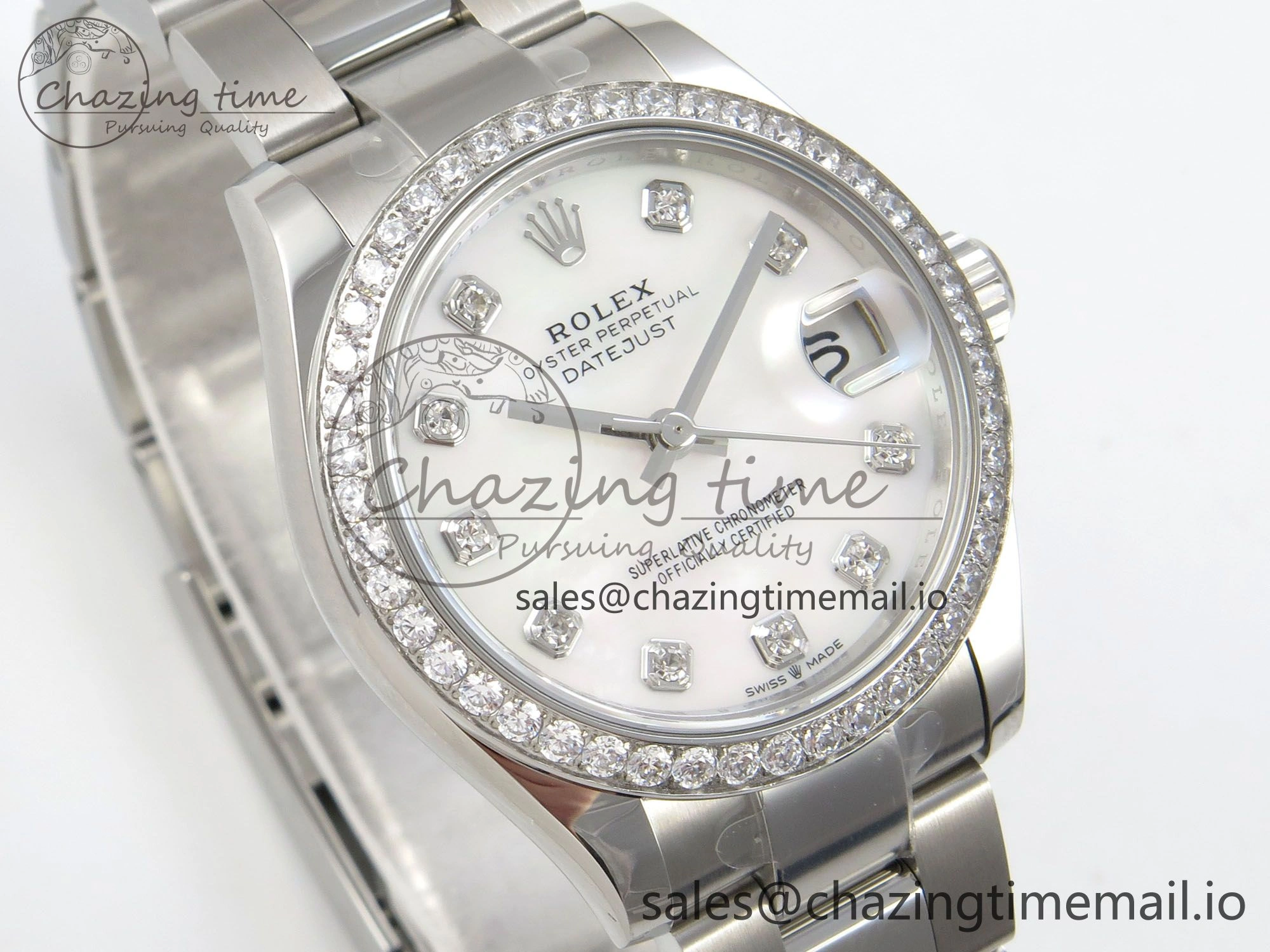 DateJust 31 278384RBR THBF 1:1 Best Edition 904L Steel White MOP Dial Diamonds Bezel on SS Oyster Bracelet HZ Cal.2236