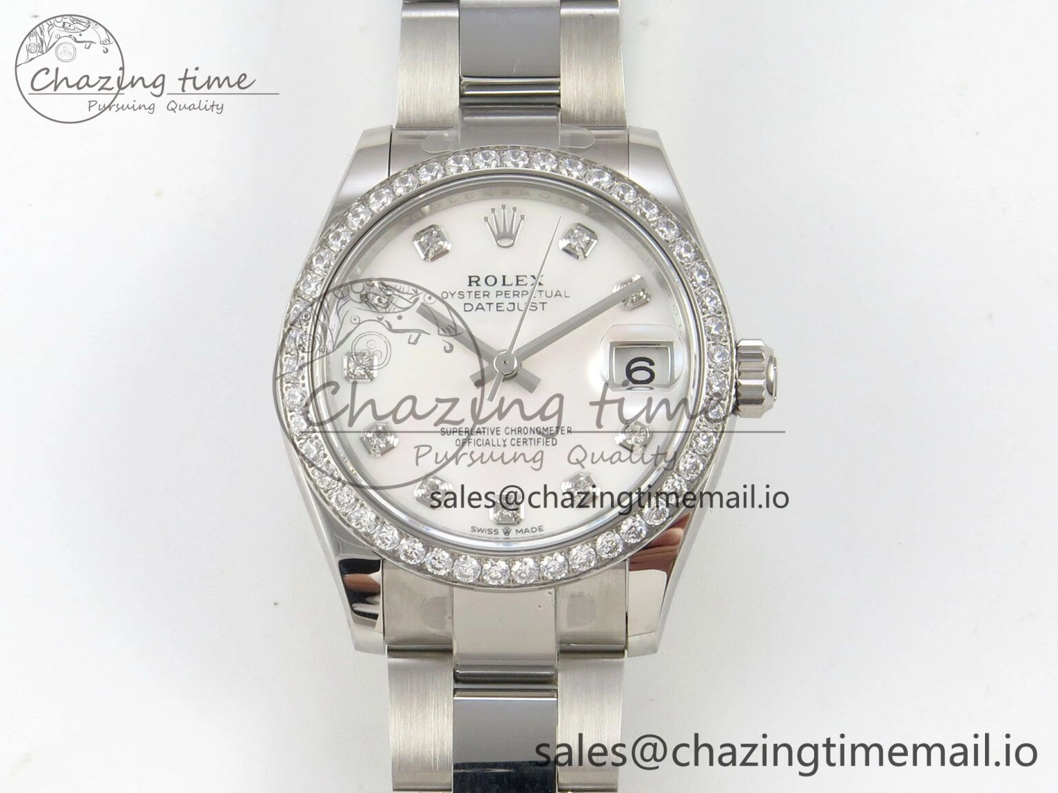 DateJust 31 278384RBR THBF 1:1 Best Edition 904L Steel White MOP Dial Diamonds Bezel on SS Oyster Bracelet HZ Cal.2236