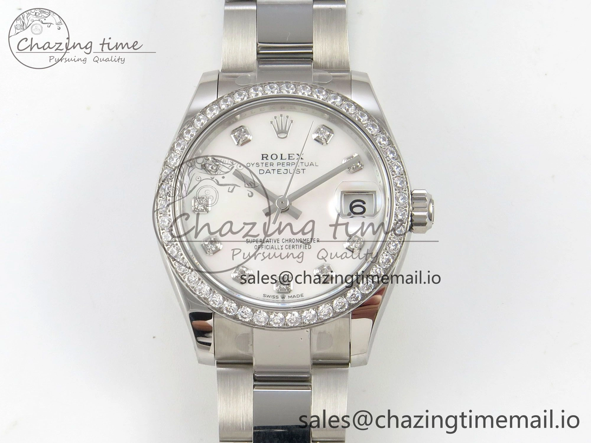 DateJust 31 278384RBR THBF 1:1 Best Edition 904L Steel White MOP Dial Diamonds Bezel on SS Oyster Bracelet HZ Cal.2236