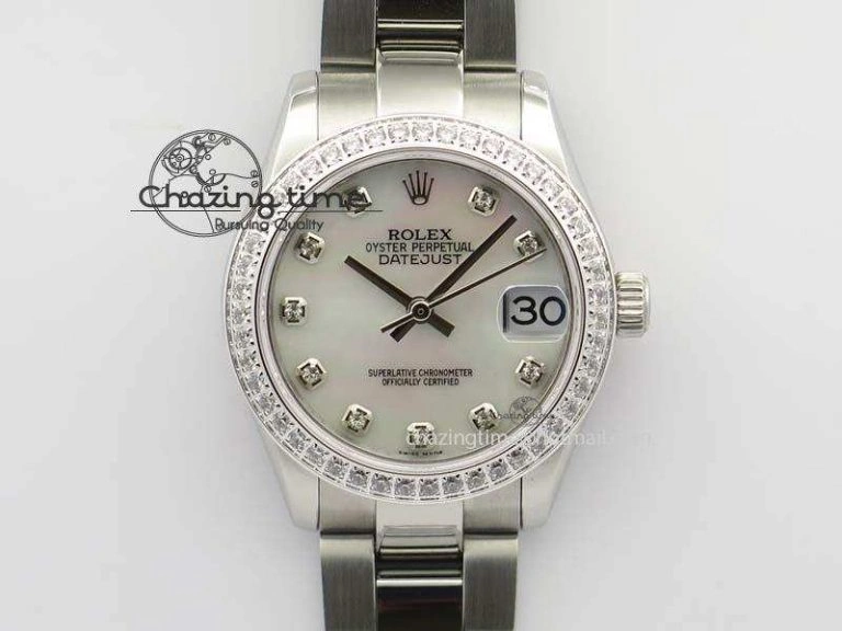 DateJust 31mm SS BP-Maker Best Edition Diamond Bezel White MOP Dial On SS Bracelet A2824 V2