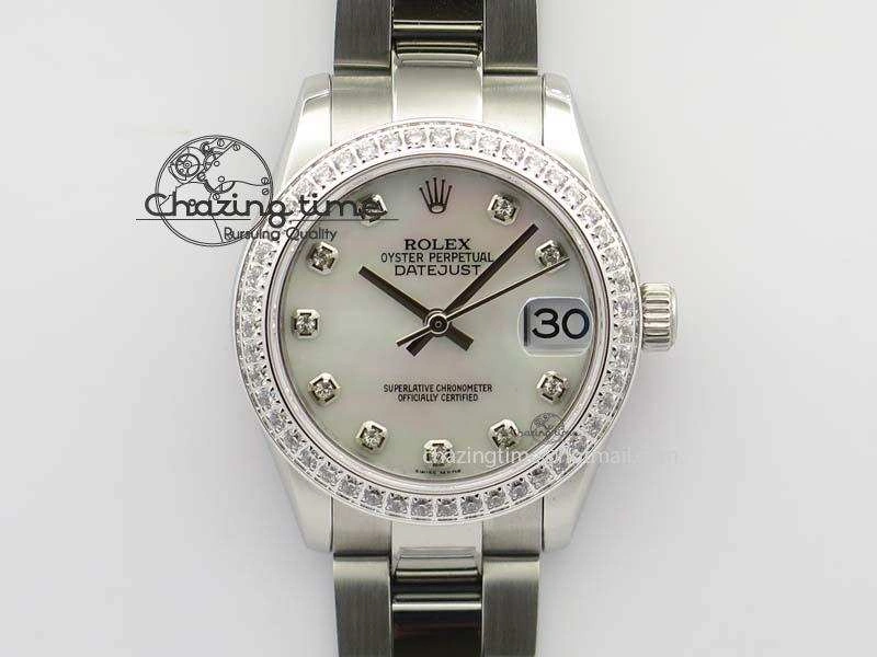 DateJust 31mm SS BP-Maker Best Edition Diamond Bezel White MOP Dial On SS Bracelet A2824 V2