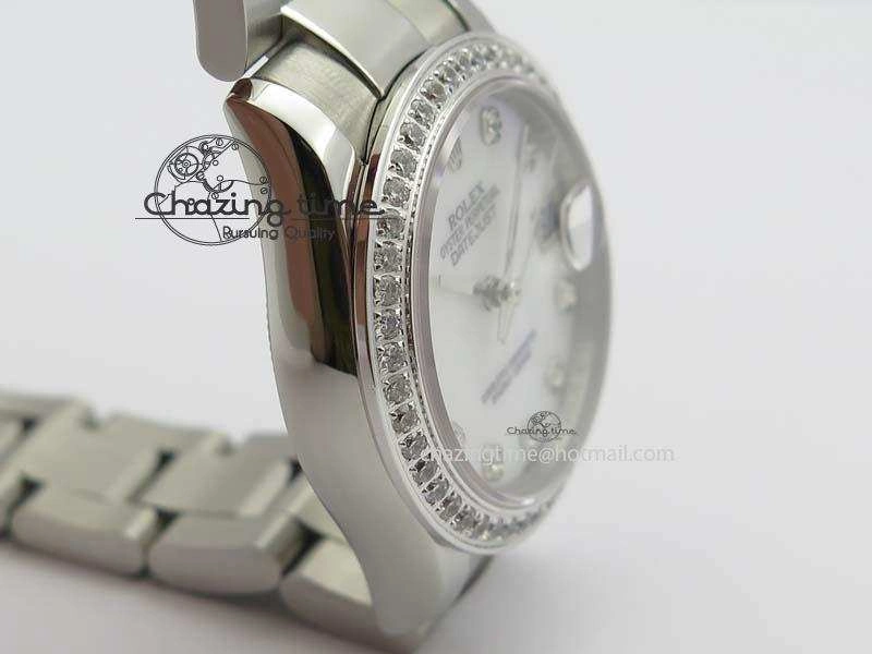 DateJust 31mm SS BP-Maker Best Edition Diamond Bezel White MOP Dial On SS Bracelet A2824 V2