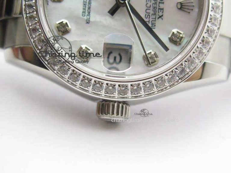DateJust 31mm SS BP-Maker Best Edition Diamond Bezel White MOP Dial On SS Bracelet A2824 V2
