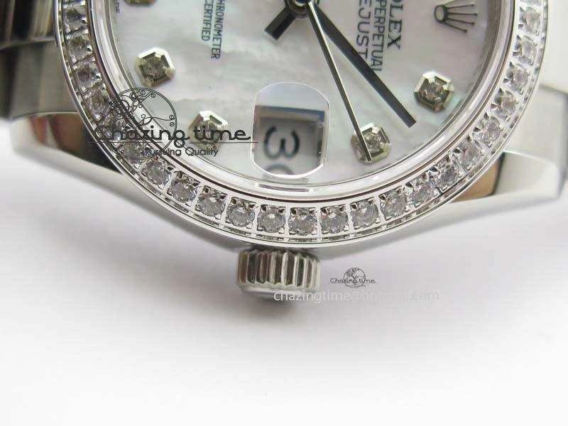 DateJust 31mm SS BP-Maker Best Edition Diamond Bezel White MOP Dial On SS Bracelet A2824 V2