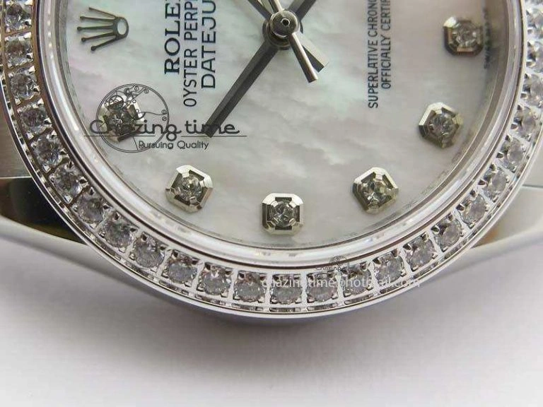 DateJust 31mm SS BP-Maker Best Edition Diamond Bezel White MOP Dial On SS Bracelet A2824 V2