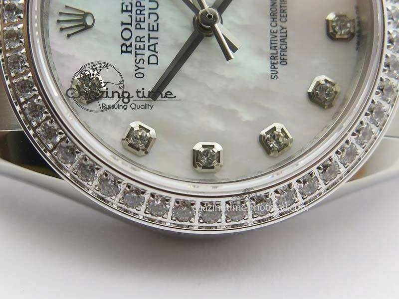 DateJust 31mm SS BP-Maker Best Edition Diamond Bezel White MOP Dial On SS Bracelet A2824 V2