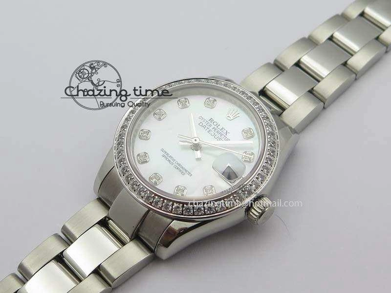 DateJust 31mm SS BP-Maker Best Edition Diamond Bezel White MOP Dial On SS Bracelet A2824 V2