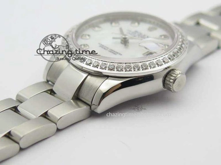 DateJust 31mm SS BP-Maker Best Edition Diamond Bezel White MOP Dial On SS Bracelet A2824 V2