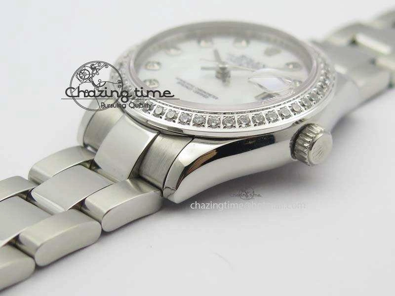 DateJust 31mm SS BP-Maker Best Edition Diamond Bezel White MOP Dial On SS Bracelet A2824 V2