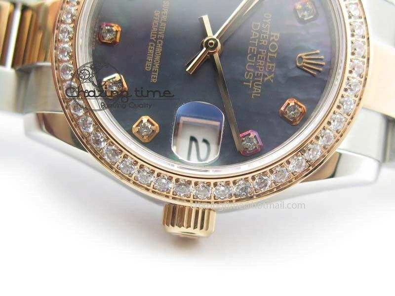 DateJust 31mm SS RG BP-Maker Best Edition MOP Diamond Markers Dial On SS RG Bracelet A2824 V2