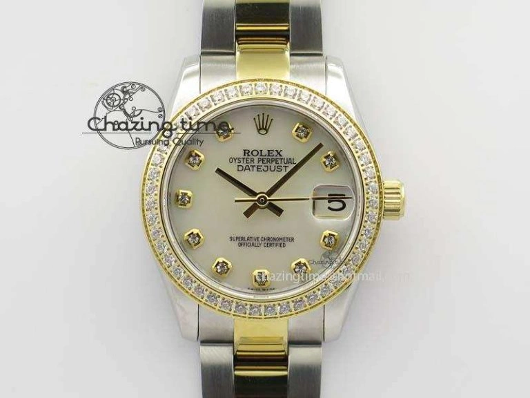 DateJust 31mm SS YG BP-Maker Best Edition Diamond Bezel White MOP Dial On SS YG Bracelet A2824 V2