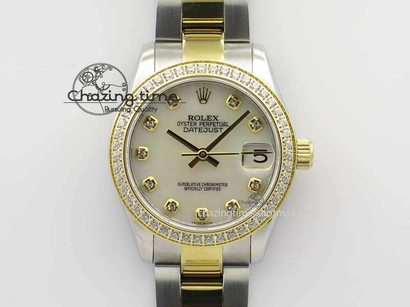 DateJust 31mm SS YG BP-Maker Best Edition Diamond Bezel White MOP Dial On SS YG Bracelet A2824 V2
