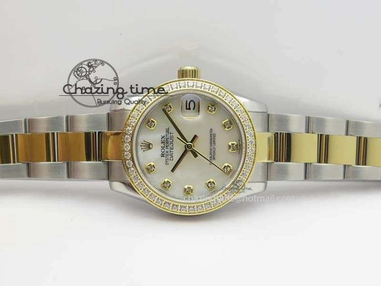 DateJust 31mm SS YG BP-Maker Best Edition Diamond Bezel White MOP Dial On SS YG Bracelet A2824 V2