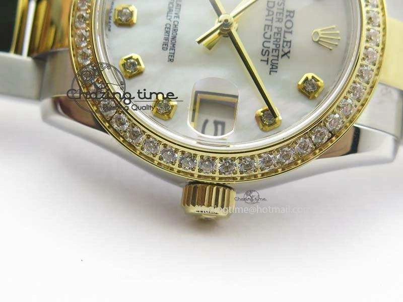 DateJust 31mm SS YG BP-Maker Best Edition Diamond Bezel White MOP Dial On SS YG Bracelet A2824 V2