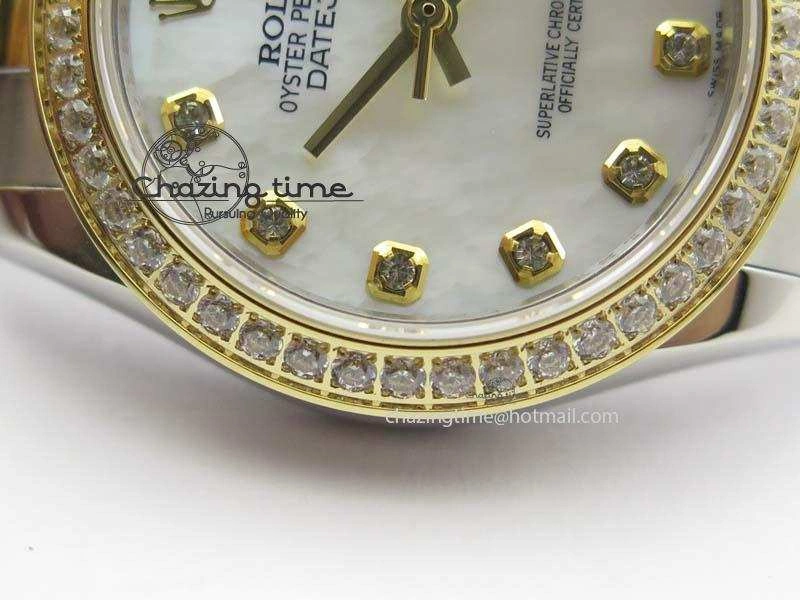DateJust 31mm SS YG BP-Maker Best Edition Diamond Bezel White MOP Dial On SS YG Bracelet A2824 V2