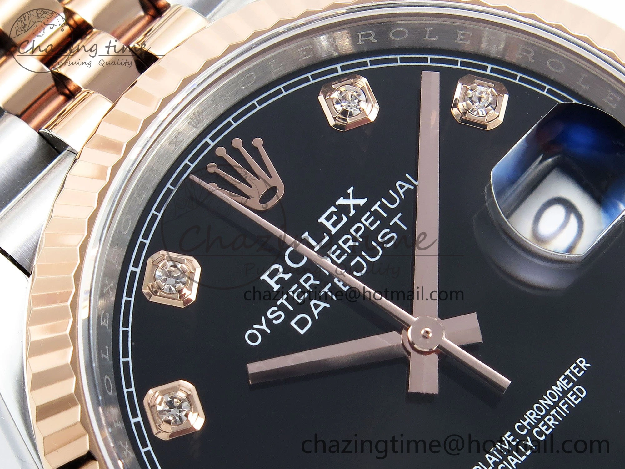 DateJust 36 126231 APF 1:1 Best Edition 904L Steel Black Diamonds Dial on SS RG Jubilee Bracelet VR3235
