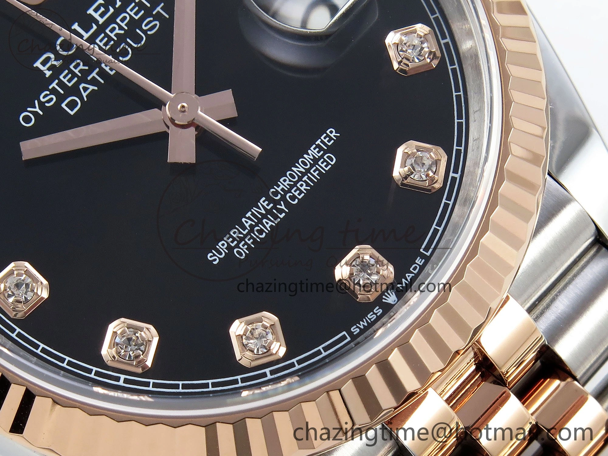 DateJust 36 126231 APF 1:1 Best Edition 904L Steel Black Diamonds Dial on SS RG Jubilee Bracelet VR3235