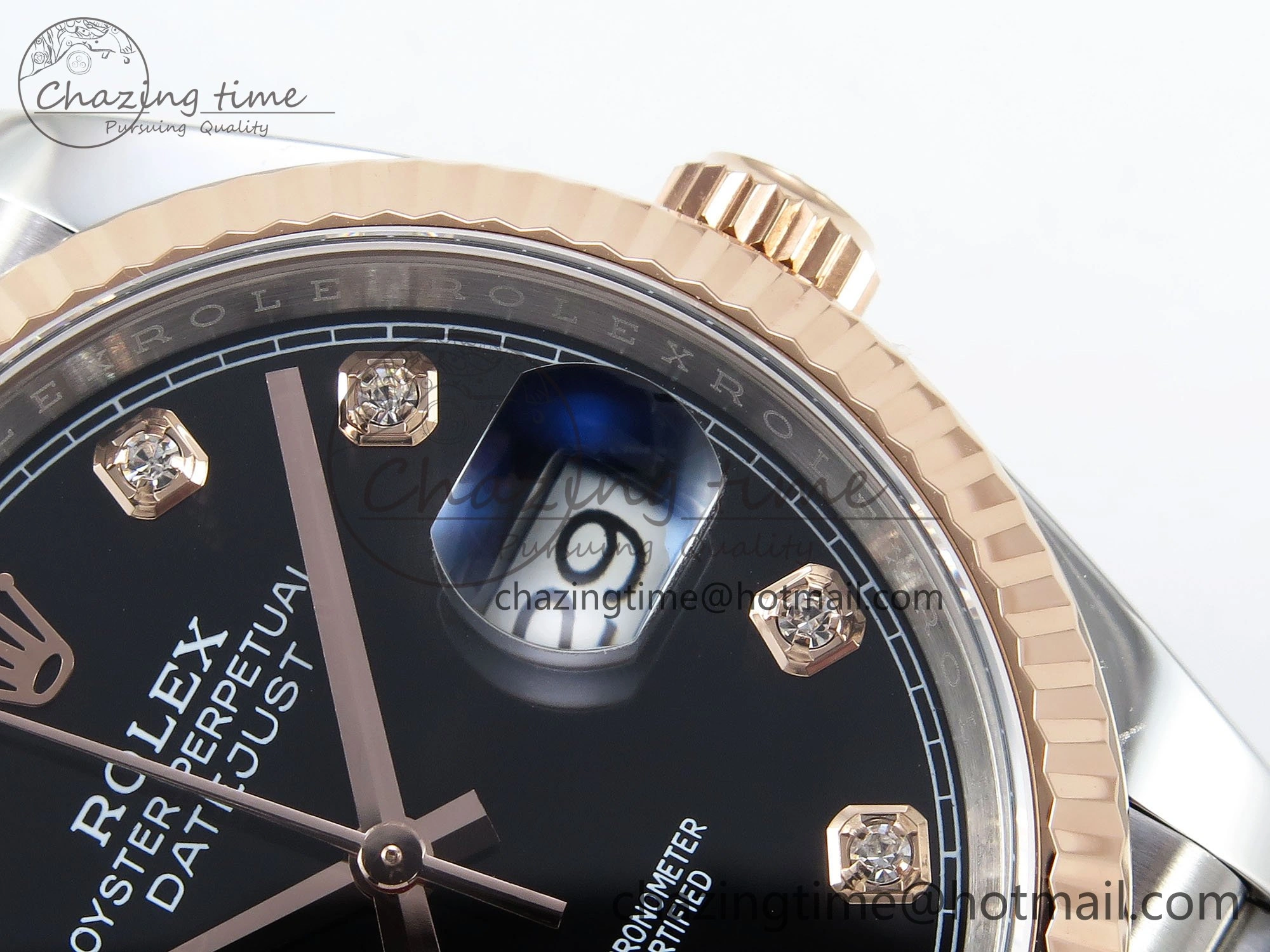 DateJust 36 126231 APF 1:1 Best Edition 904L Steel Black Diamonds Dial on SS RG Jubilee Bracelet VR3235