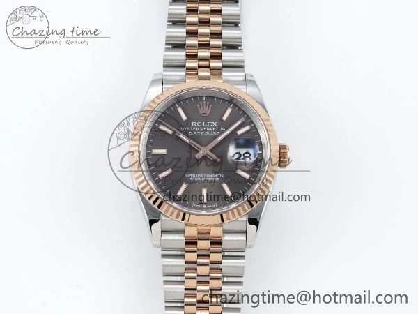 DateJust 36 126231 APF 1:1 Best Edition 904L Steel Brown Sitck Dial on SS RG Jubilee Bracelet VR3235