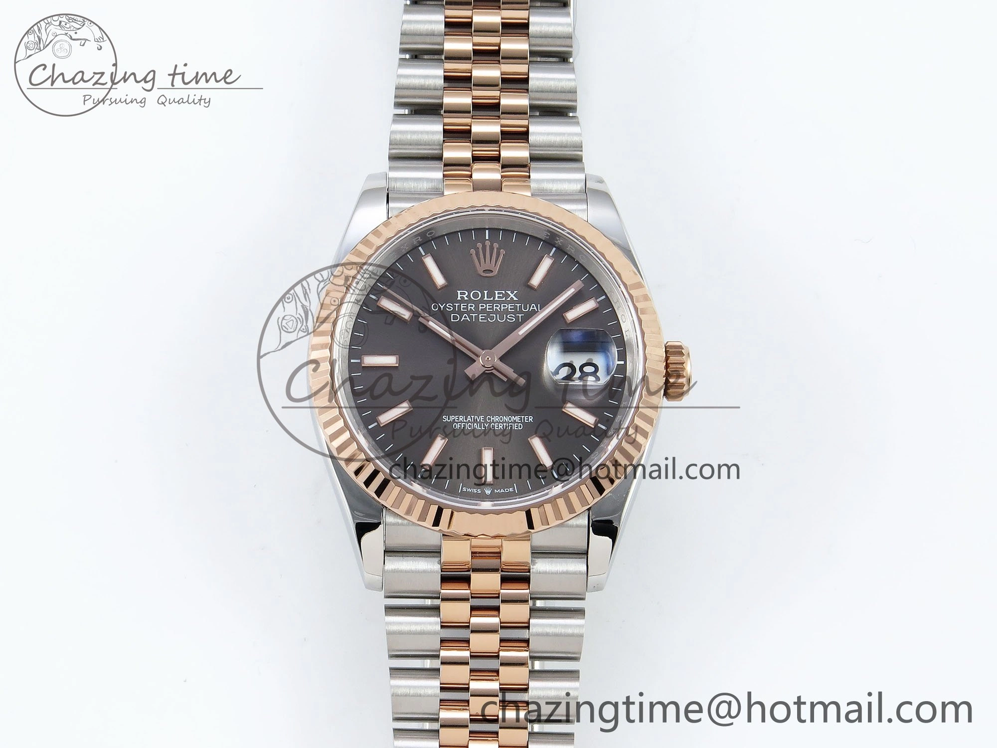 DateJust 36 126231 APF 1:1 Best Edition 904L Steel Brown Sitck Dial on SS RG Jubilee Bracelet VR3235