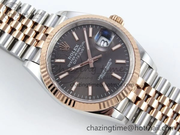 DateJust 36 126231 APF 1:1 Best Edition 904L Steel Brown Sitck Dial on SS RG Jubilee Bracelet VR3235