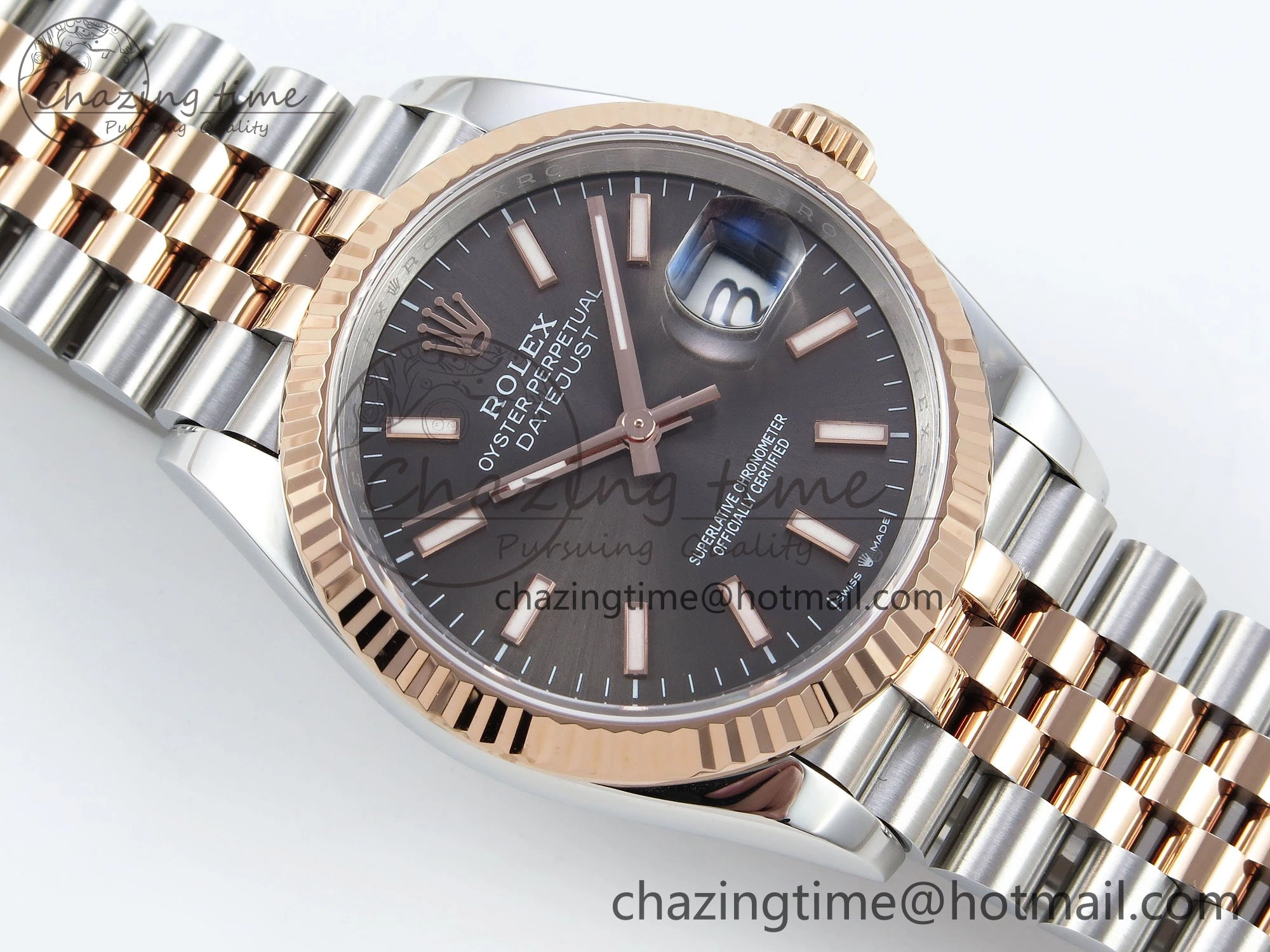 DateJust 36 126231 APF 1:1 Best Edition 904L Steel Brown Sitck Dial on SS RG Jubilee Bracelet VR3235
