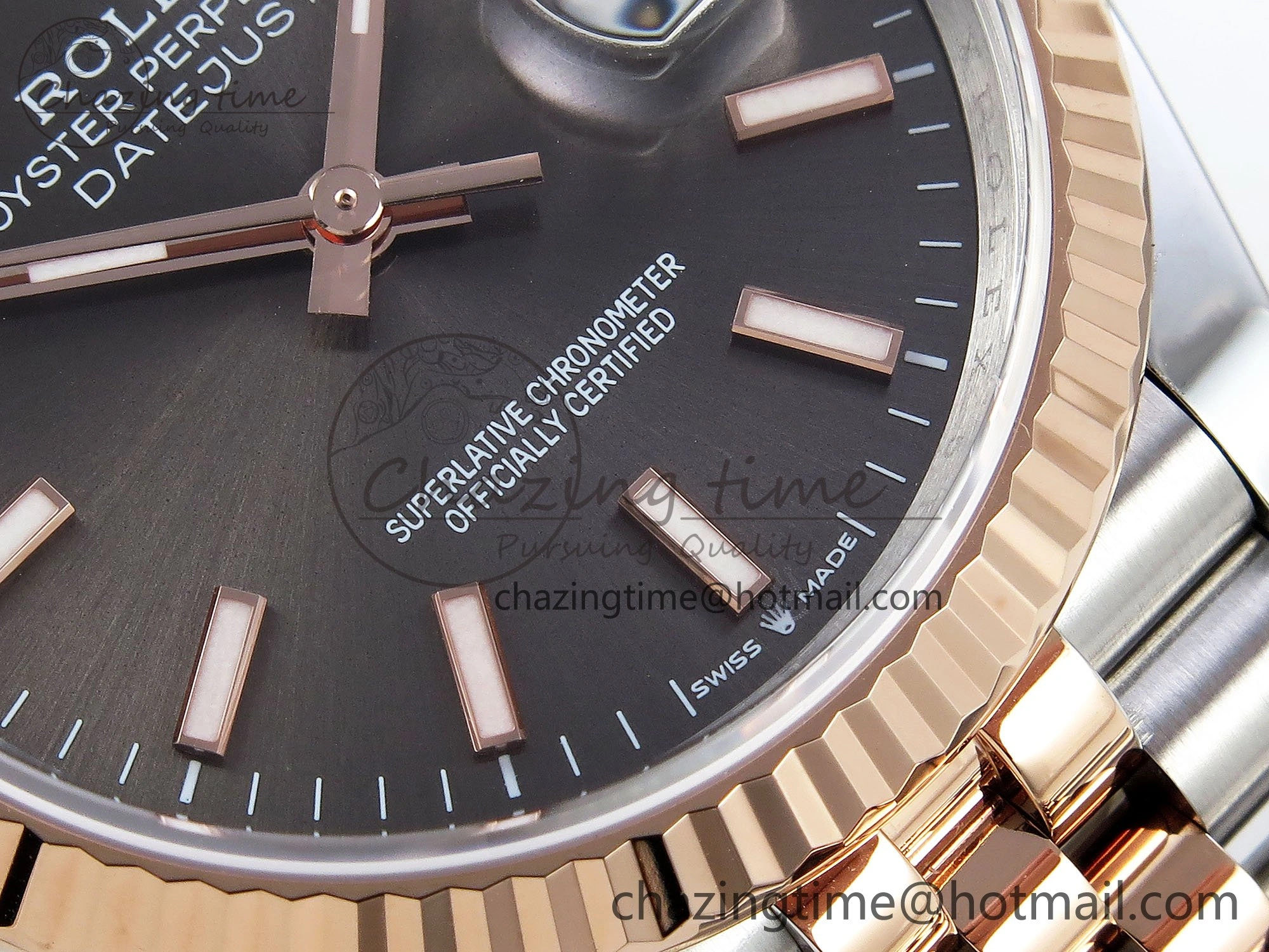 DateJust 36 126231 APF 1:1 Best Edition 904L Steel Brown Sitck Dial on SS RG Jubilee Bracelet VR3235