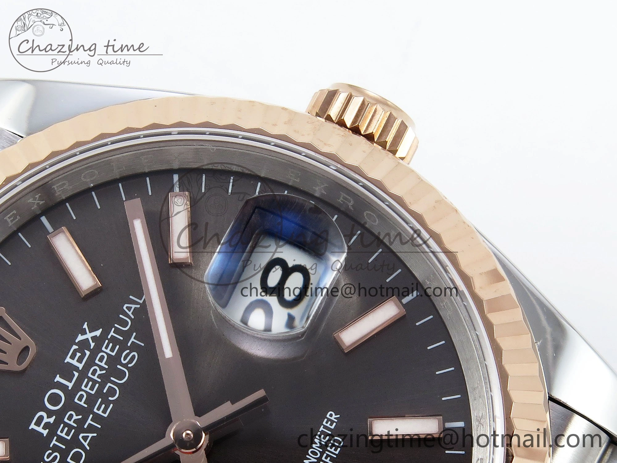 DateJust 36 126231 APF 1:1 Best Edition 904L Steel Brown Sitck Dial on SS RG Jubilee Bracelet VR3235