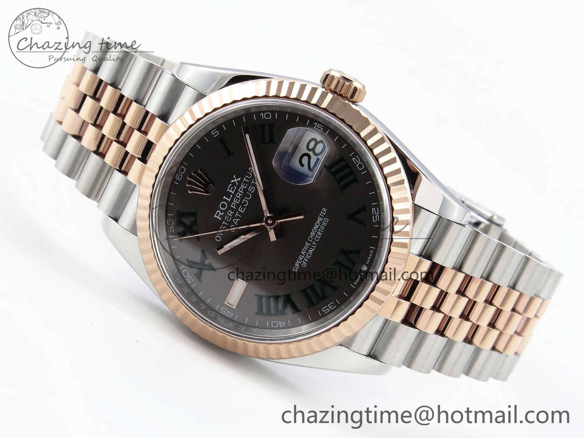 DateJust 36 126231 APF 1:1 Best Edition 904L Steel Gray Dial Green Roman on SS RG Jubilee Bracelet VR3235