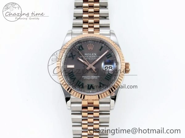 DateJust 36 126231 APF 1:1 Best Edition 904L Steel Gray Dial Green Roman on SS RG Jubilee Bracelet VR3235