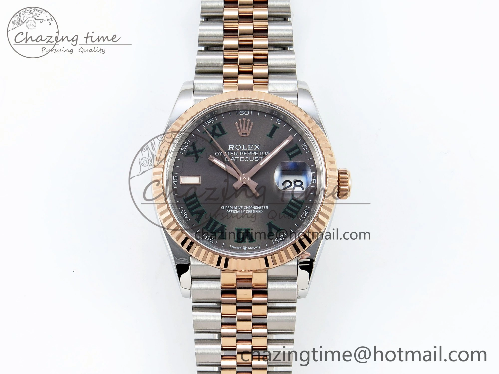 DateJust 36 126231 APF 1:1 Best Edition 904L Steel Gray Dial Green Roman on SS RG Jubilee Bracelet VR3235