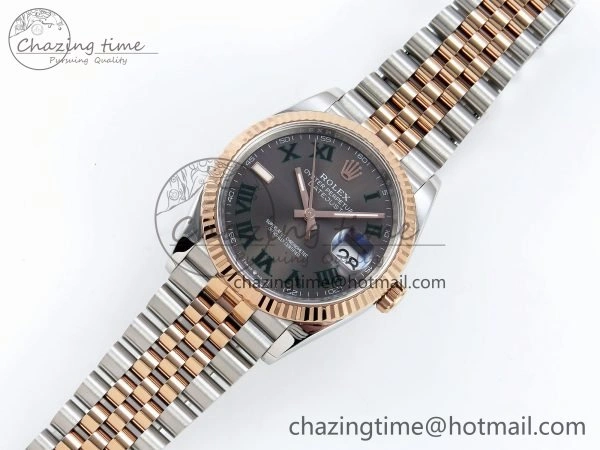 DateJust 36 126231 APF 1:1 Best Edition 904L Steel Gray Dial Green Roman on SS RG Jubilee Bracelet VR3235
