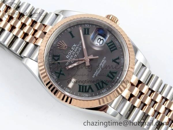 DateJust 36 126231 APF 1:1 Best Edition 904L Steel Gray Dial Green Roman on SS RG Jubilee Bracelet VR3235