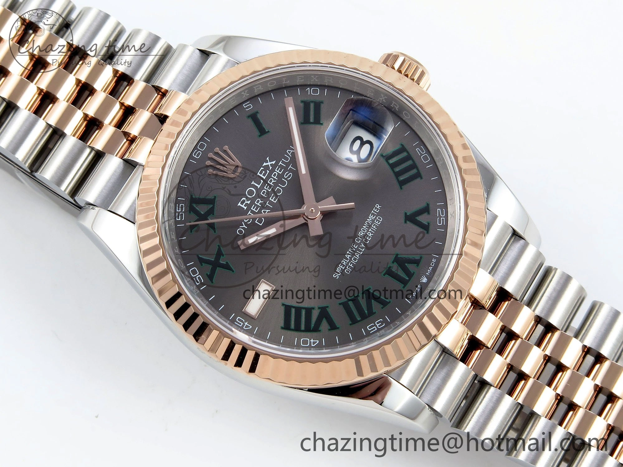 DateJust 36 126231 APF 1:1 Best Edition 904L Steel Gray Dial Green Roman on SS RG Jubilee Bracelet VR3235
