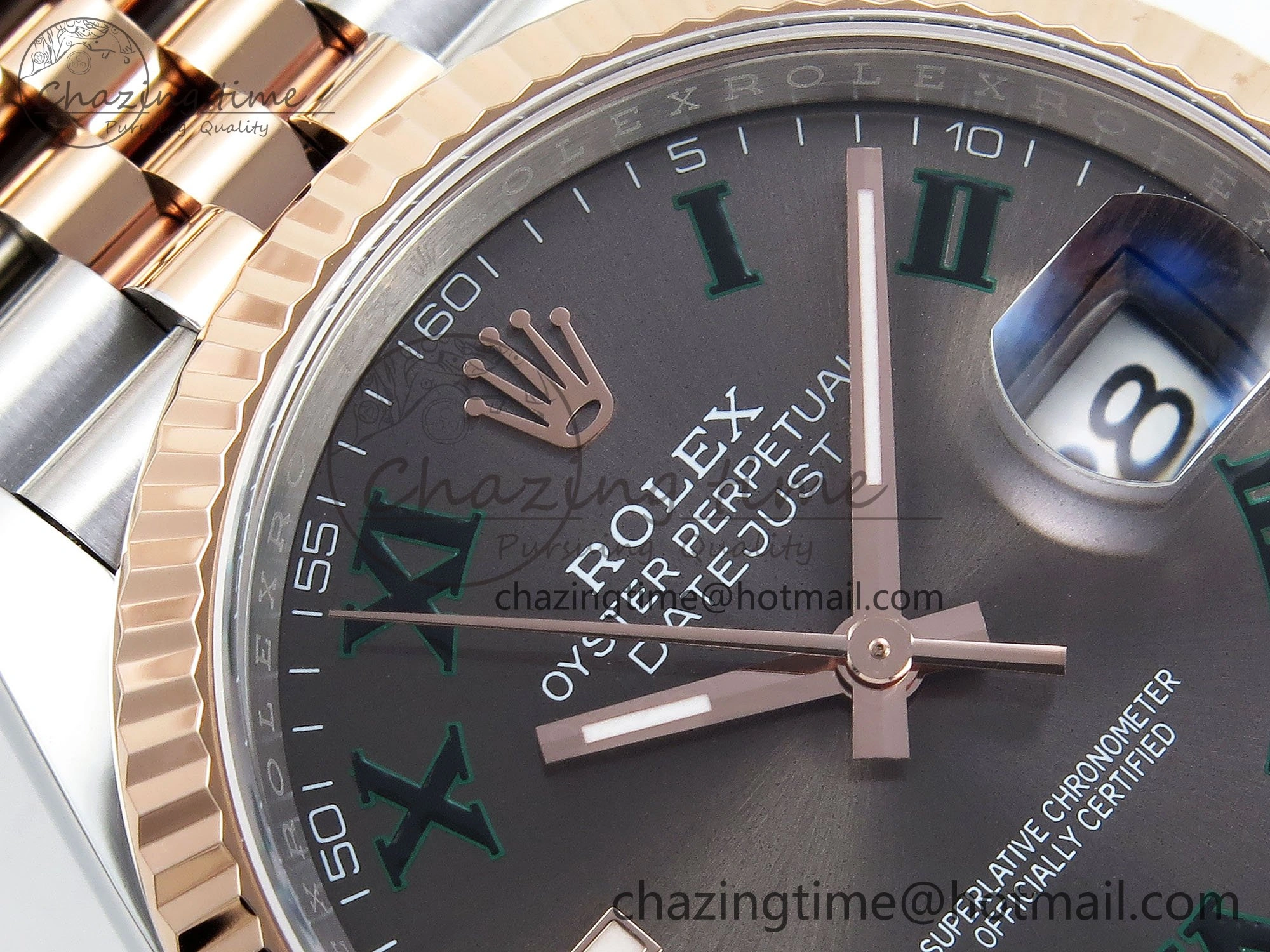 DateJust 36 126231 APF 1:1 Best Edition 904L Steel Gray Dial Green Roman on SS RG Jubilee Bracelet VR3235