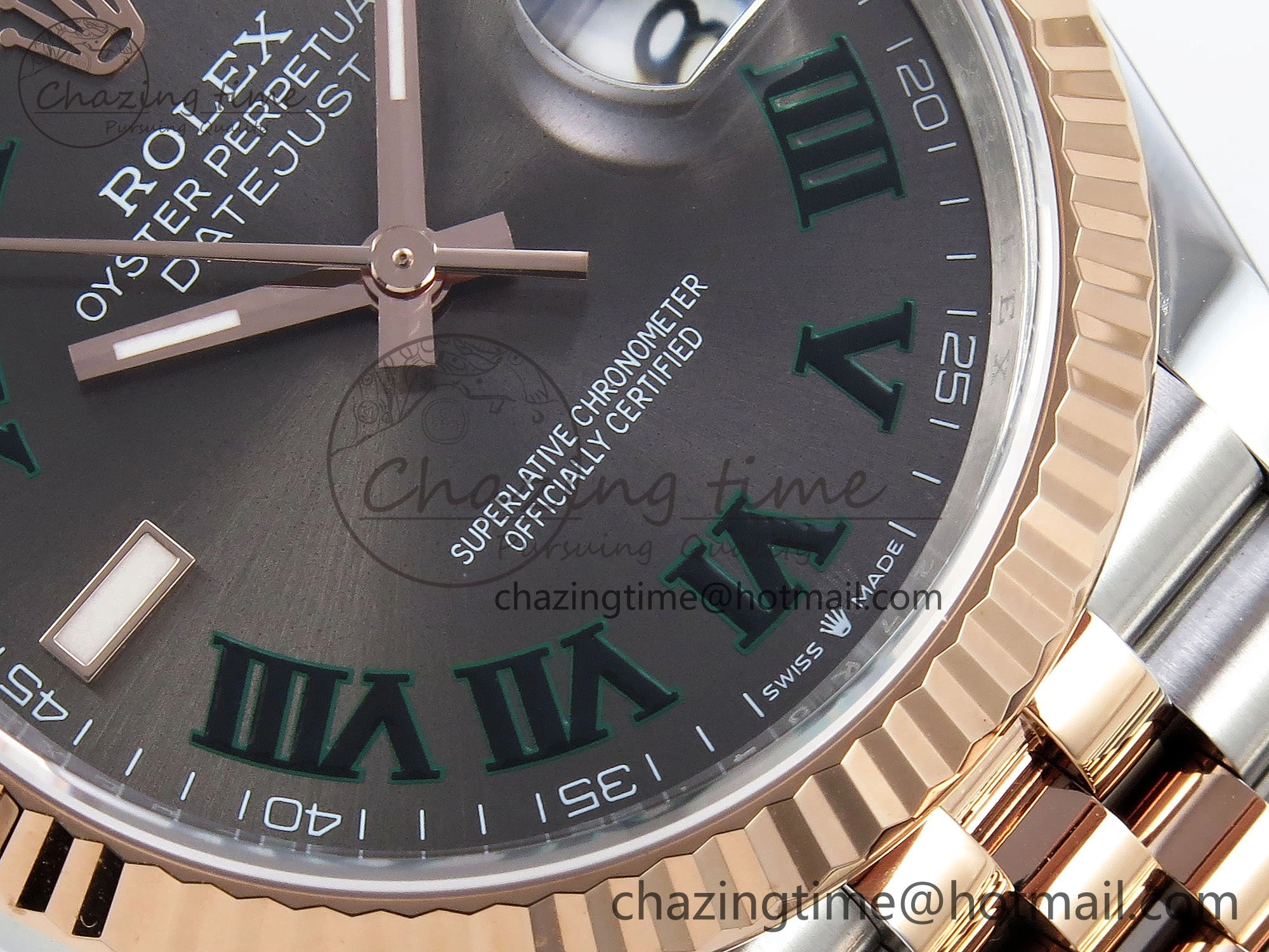 DateJust 36 126231 APF 1:1 Best Edition 904L Steel Gray Dial Green Roman on SS RG Jubilee Bracelet VR3235