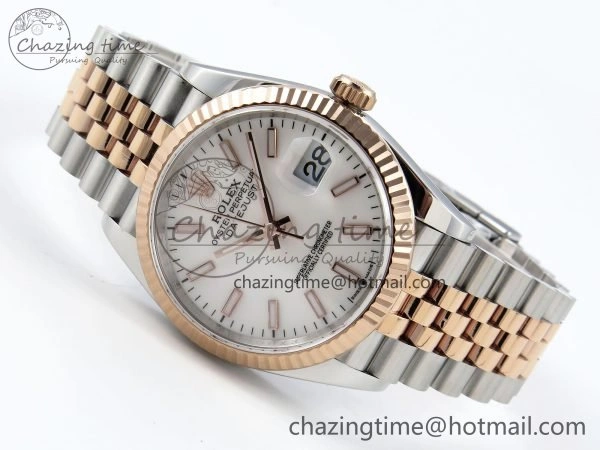 DateJust 36 126231 APF 1:1 Best Edition 904L Steel White Sitck Dial on SS RG Jubilee Bracelet VR3235