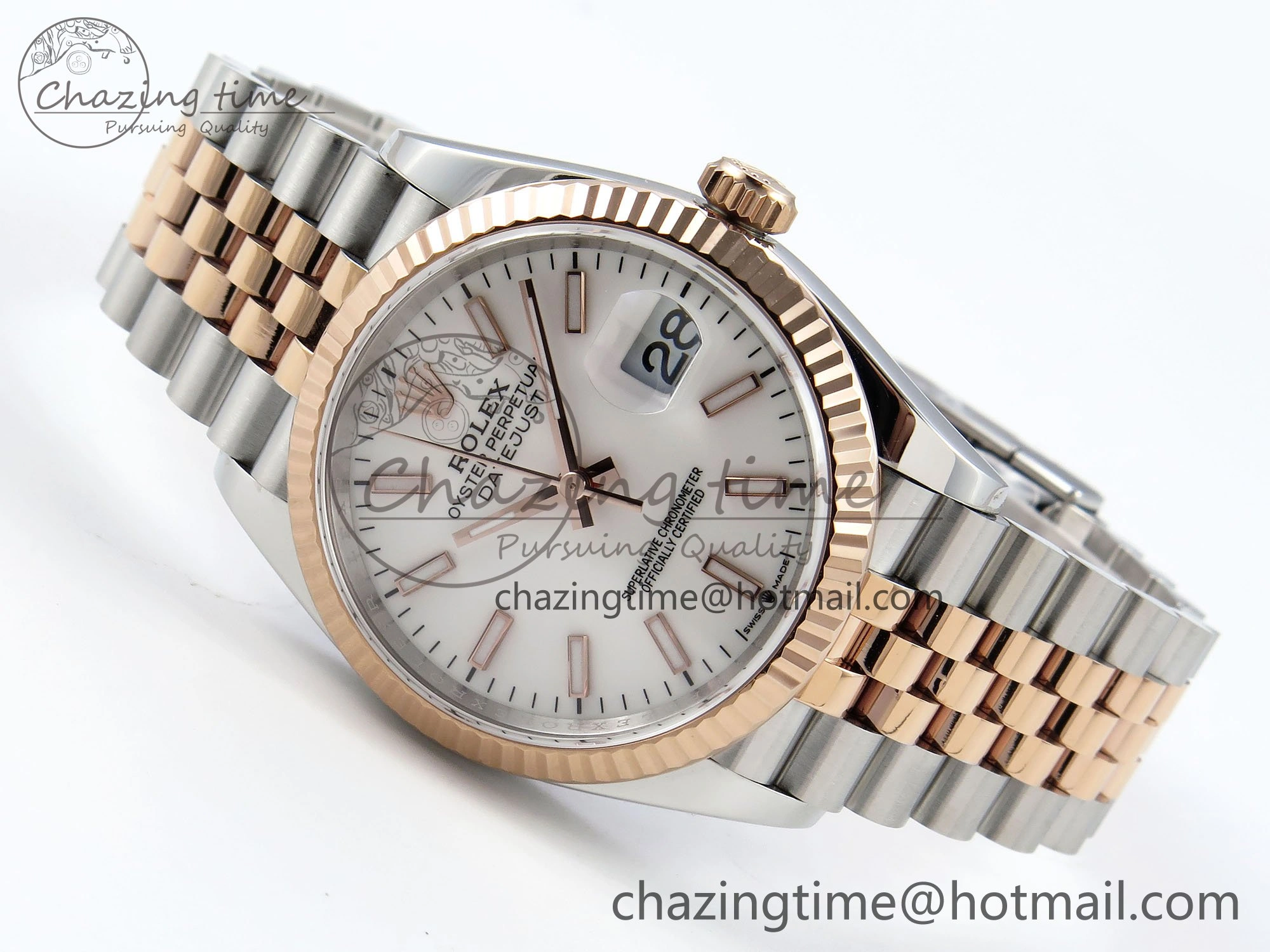 DateJust 36 126231 APF 1:1 Best Edition 904L Steel White Sitck Dial on SS RG Jubilee Bracelet VR3235