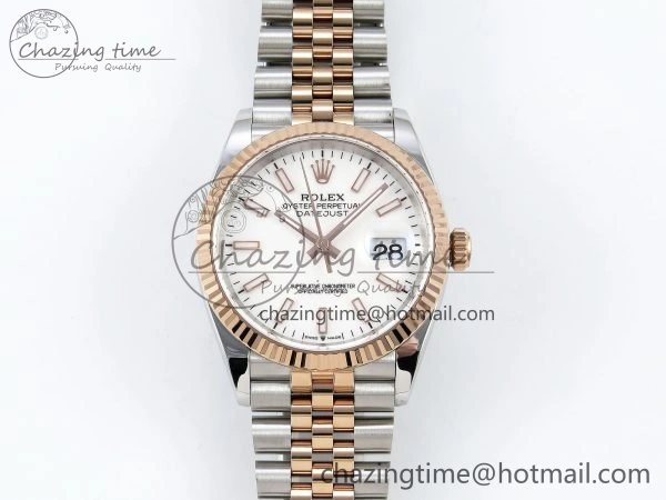DateJust 36 126231 APF 1:1 Best Edition 904L Steel White Sitck Dial on SS RG Jubilee Bracelet VR3235