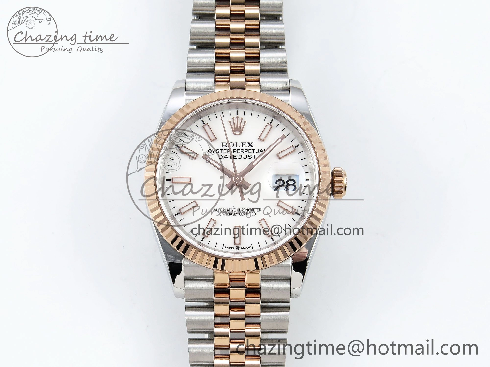 DateJust 36 126231 APF 1:1 Best Edition 904L Steel White Sitck Dial on SS RG Jubilee Bracelet VR3235