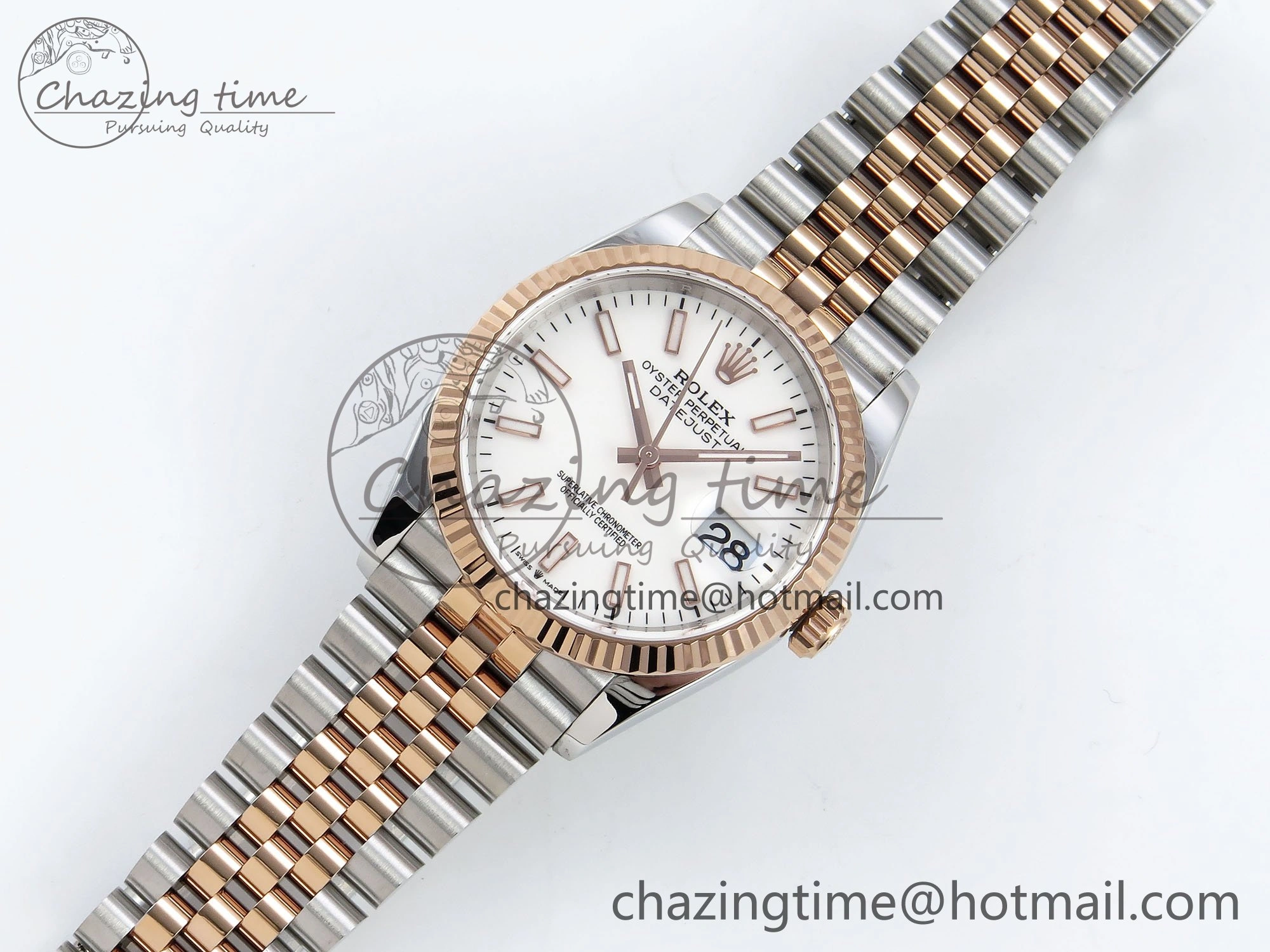 DateJust 36 126231 APF 1:1 Best Edition 904L Steel White Sitck Dial on SS RG Jubilee Bracelet VR3235