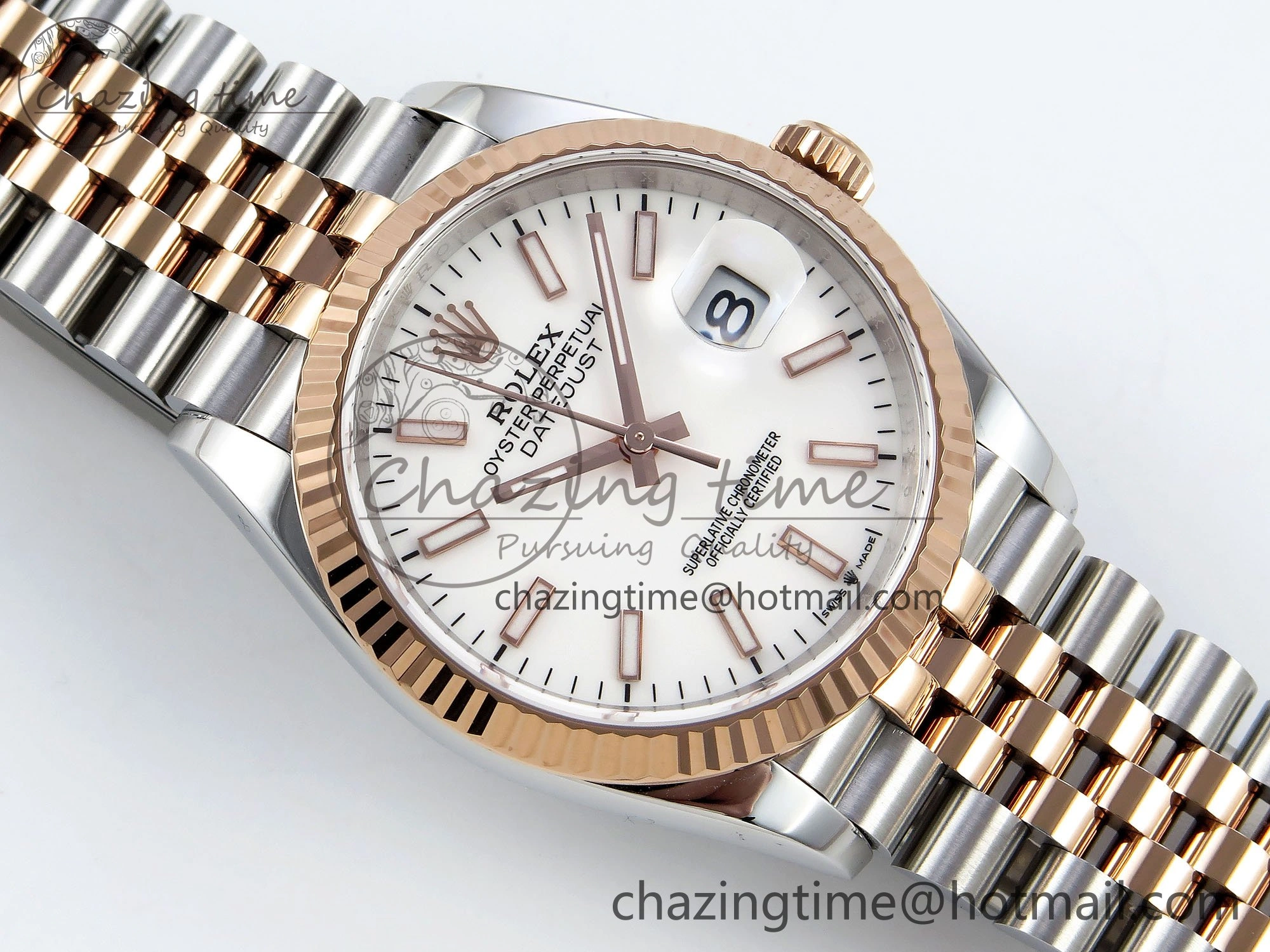 DateJust 36 126231 APF 1:1 Best Edition 904L Steel White Sitck Dial on SS RG Jubilee Bracelet VR3235