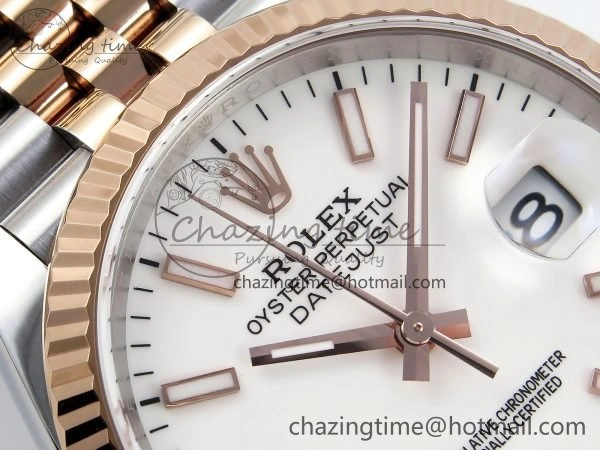 DateJust 36 126231 APF 1:1 Best Edition 904L Steel White Sitck Dial on SS RG Jubilee Bracelet VR3235