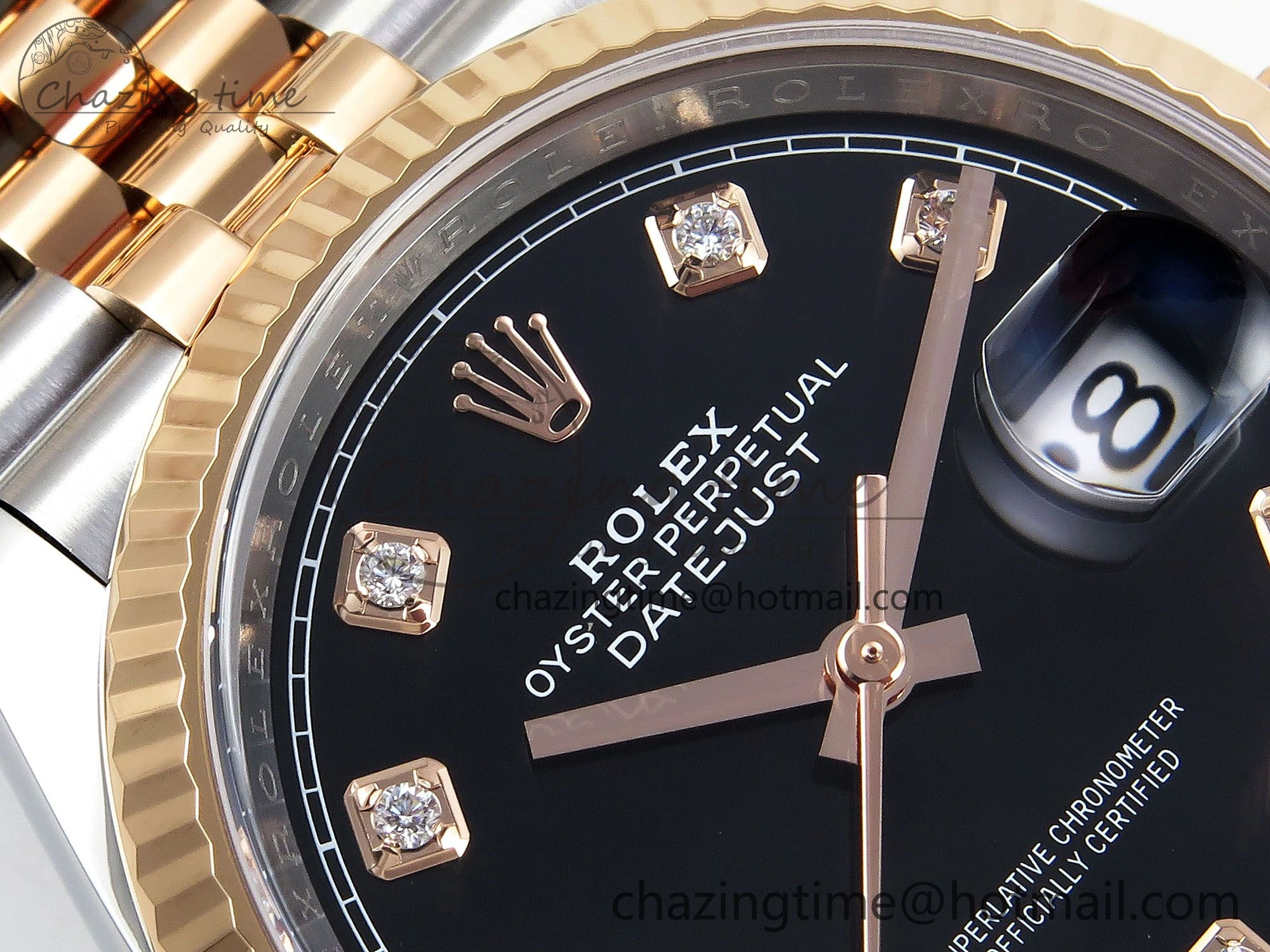 DateJust 36 126231 Clean 1:1 Best Edition 904L Steel Black Diamonds Dial on SS RG Jubilee Bracelet VR3235